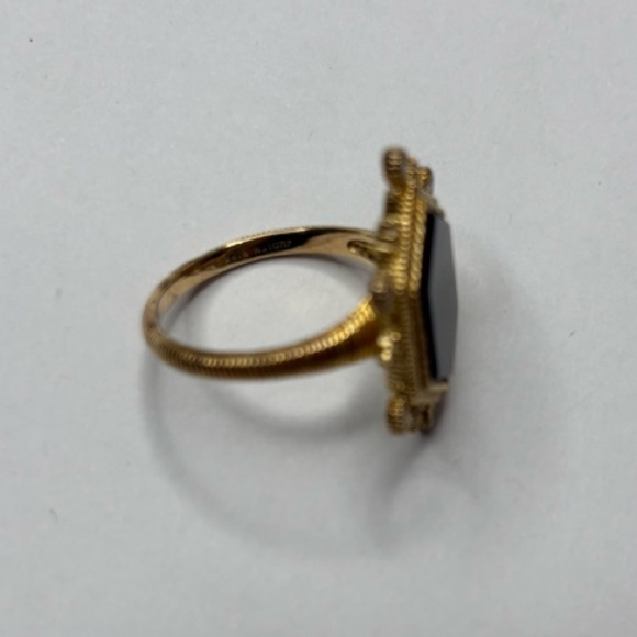 JUDITH RIPKA 14K Gold Black Onyx & Diamonique Hexagon Cut Ring Size 7 - Picture 5 of 7